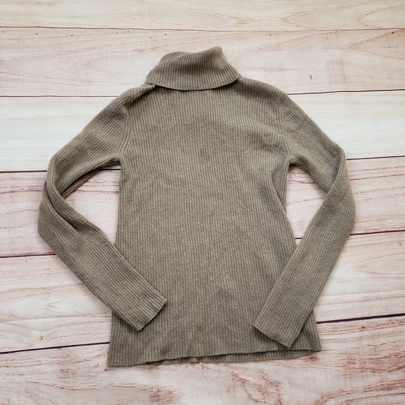 Lands End Sweater Womens Small Brown Cashmere Turtleneck Ribbed Knit Ladies - Picture 1 of 10